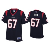Women Houston Texans #67 Charlie Heck Navy Pro Line Jersey