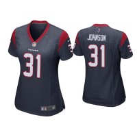 Women Houston Texans #31 David Johnson Navy Game Jersey