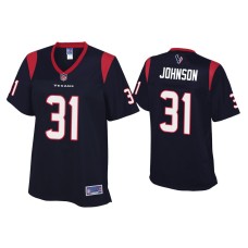 Women Houston Texans #31 David Johnson Navy Pro Line Jersey