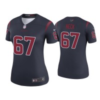 Women Houston Texans #67 Color Rush Legend Charlie Heck Navy Jersey