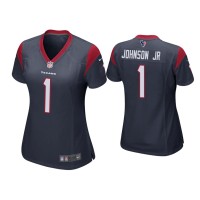 Women Houston Texans #1 Lonnie Johnson Jr. Navy Game Jersey